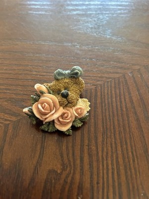 Vintage Boyd's Bears Brooch Pin Resin Roses Flowers Bearware