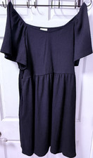 Target Ava & Viv Black V-Neck Flutter Sleeve A-Line Knee Length Dress Size 1X