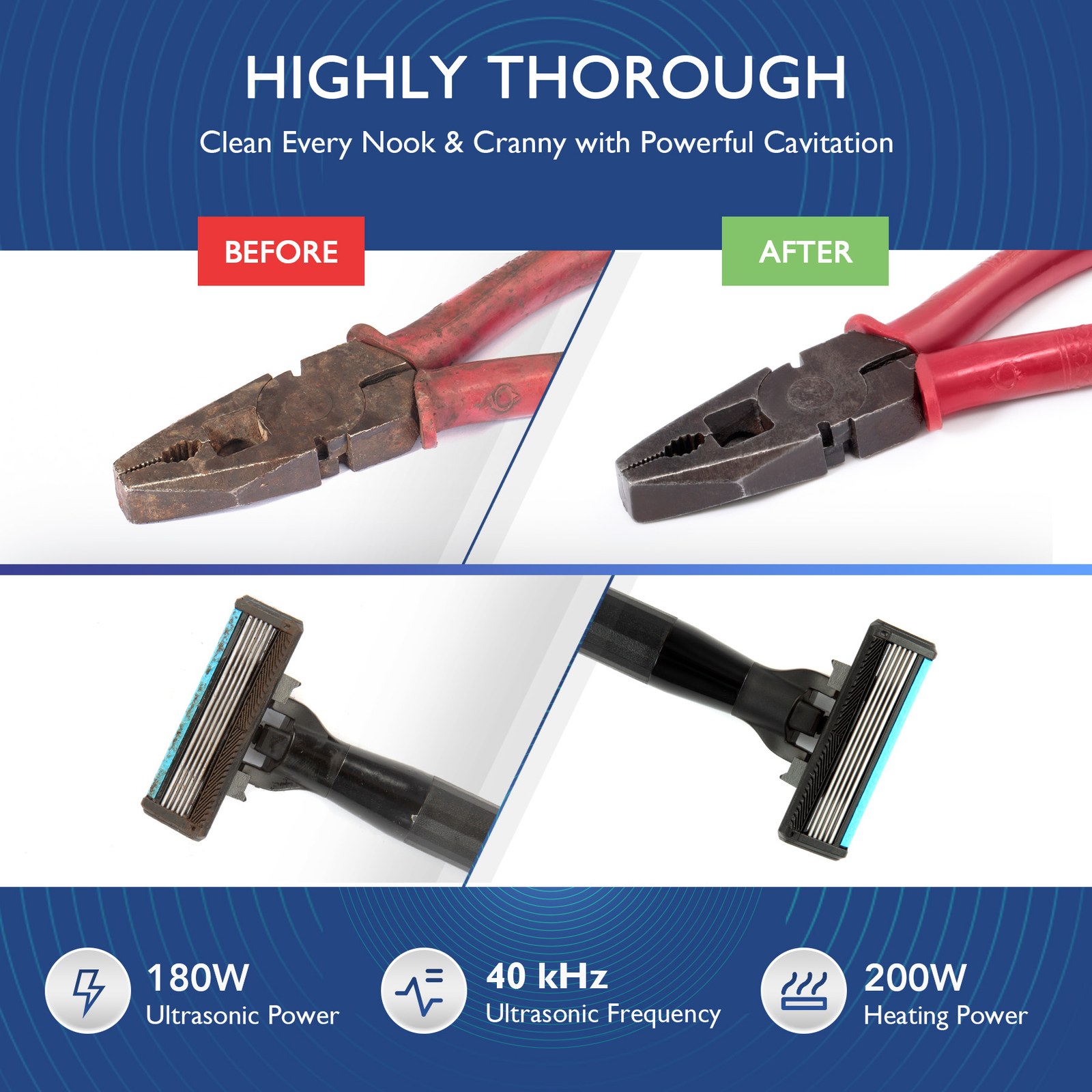 6L Ultrasonic Cleaning Machine w Heater Timer 180W Cleaner for Parts