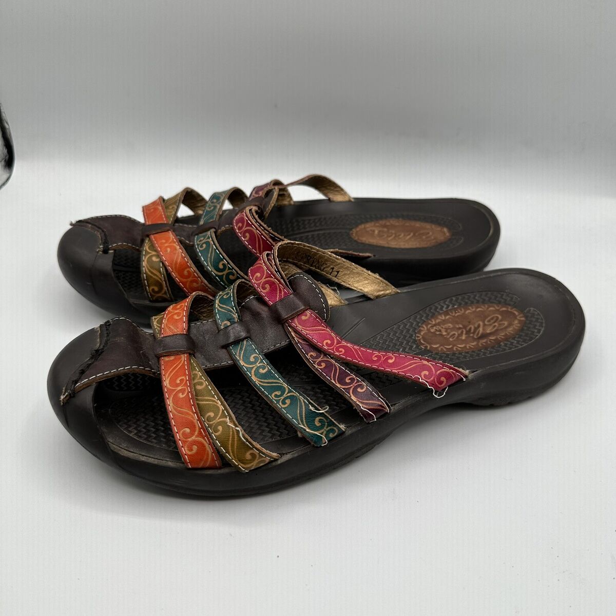 Corkys Elite Rock Multicolor Leather Slip On Clog Sandal Shoes
