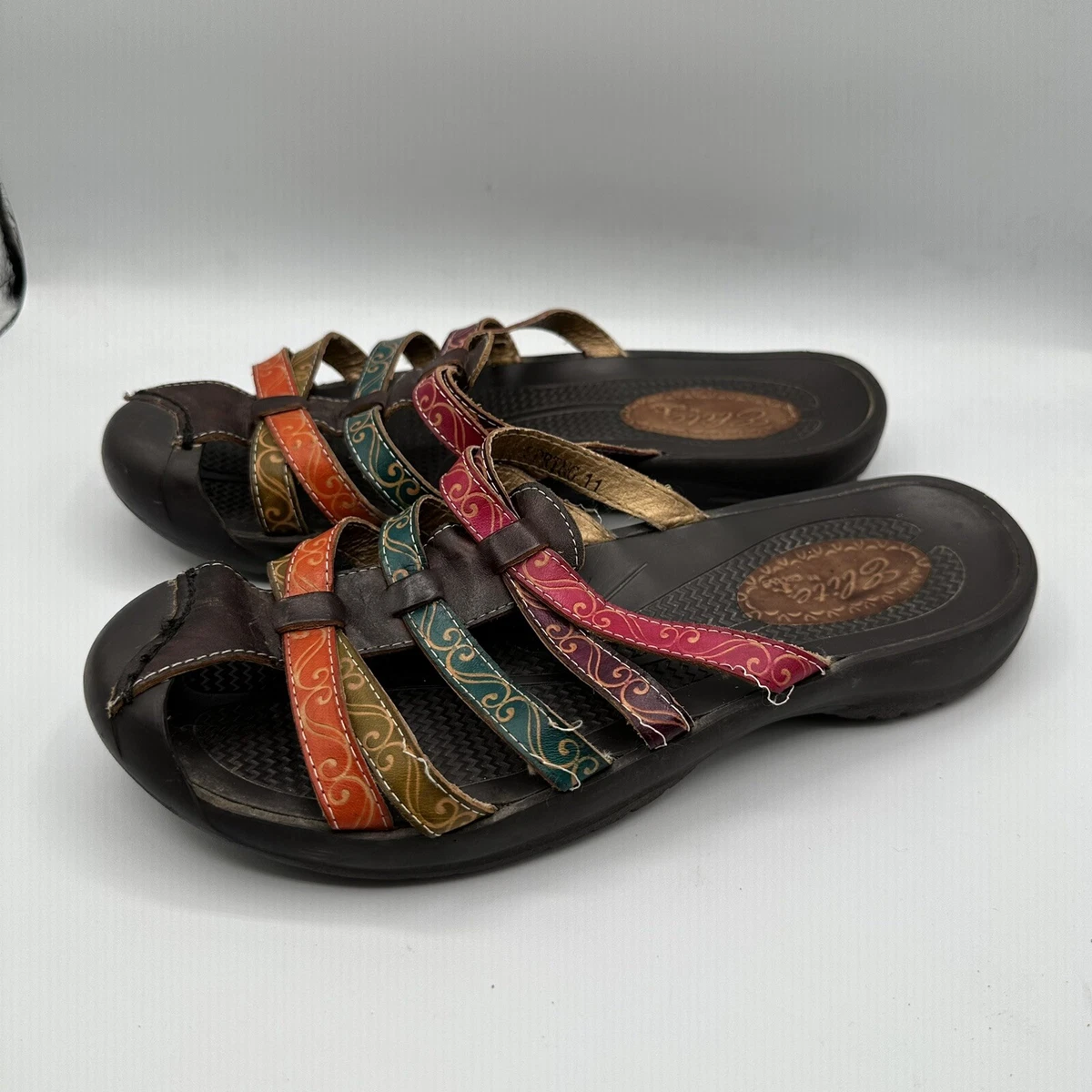 Corkys Elite Rock Multicolor Leather Slip On Clog Sandal Shoes