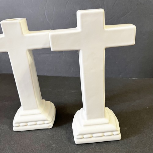 Haeger Kerzenhalter weiß Porzellan Kreuz Kegel Taufe Hochzeit Konfirmation - Bild 2 von 14
