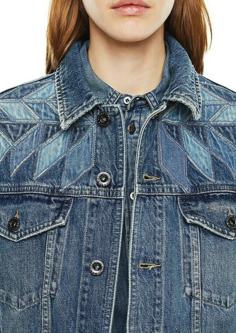 $650 NWT DIESEL Sz40(S) BLACK GOLD PATCHWORK EMBROIDERED DENIM