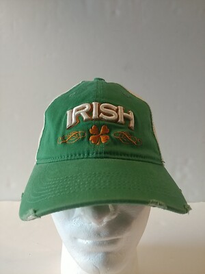 Irish Distressed Green White With Gold Cap Hat Fitted L/XL