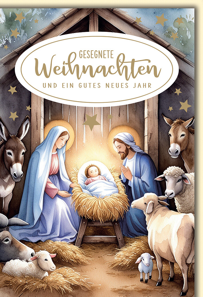 Weihnachten Weihnachtskrippe gesegnete Weihnachten Glückwunschkarte mit Umschlag