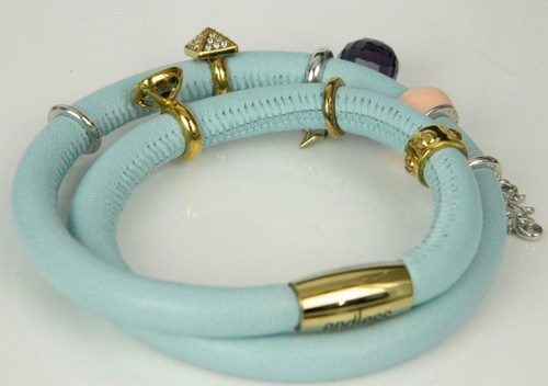 *BUY 1 GET 1* ENDLESS Light Blue 2X Wrap Sterling Silver 8 Charm Bracelet .6.25" - Picture 6 of 7