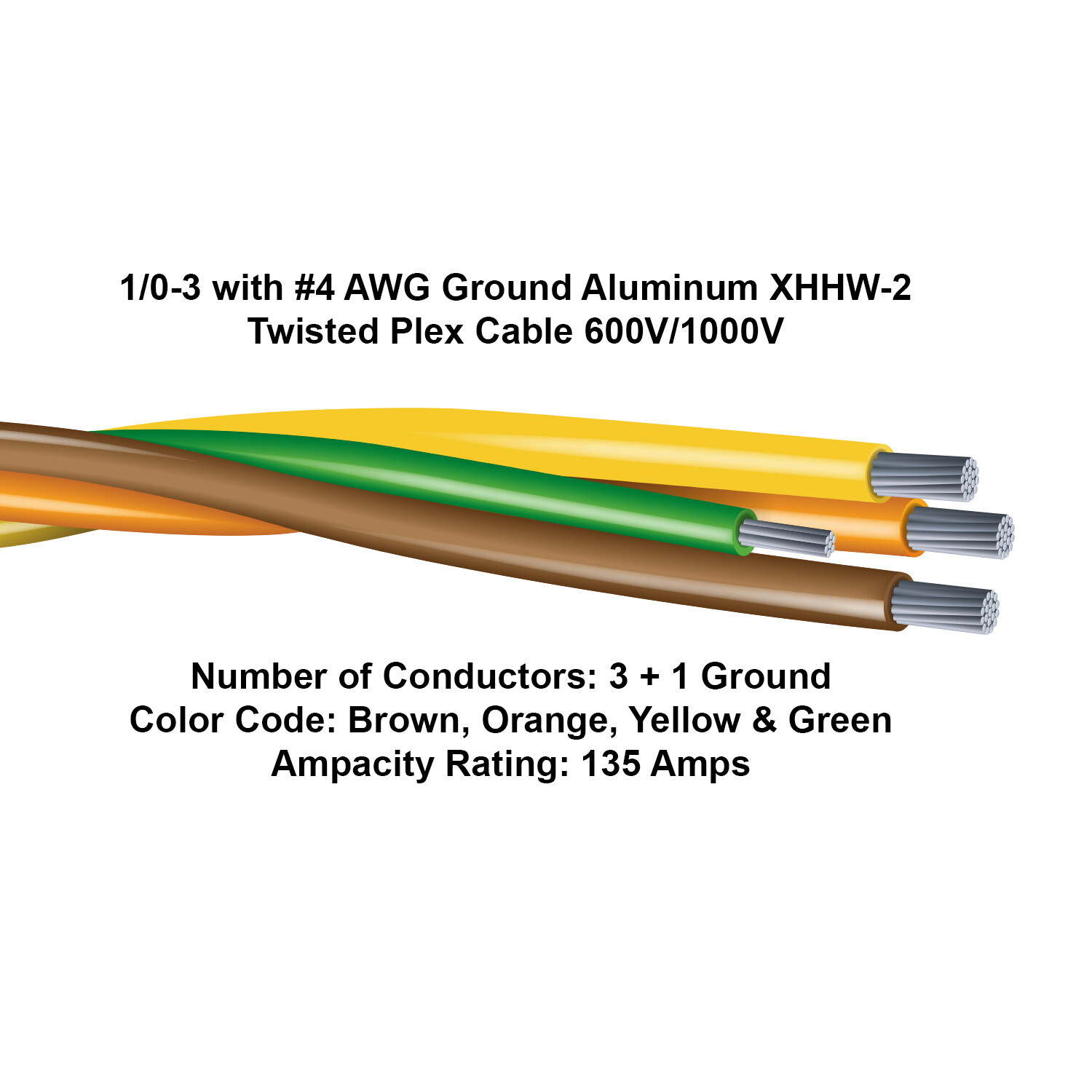 1/0 03PPLEX BRW 4G 1/0 3 with #4 Ground Aluminum XHHW 2 Twisted Plex