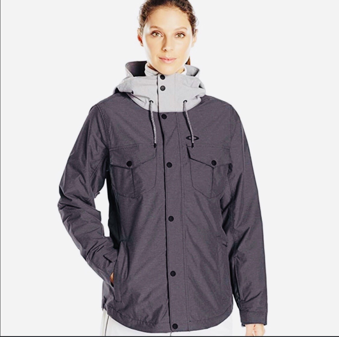 New Oakley Charlie BZI Jacket Gray Hooded Winter Womens Skiing