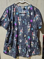 Disney Nightmare Before Christmas Short Sleeve Scrub Top Women's Size M