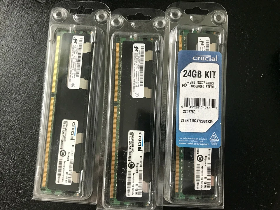 NEW Crucial 24GB (3x8GB) DIMM 240-pin ECC Registered DDR3 1333 Server Memory - Image 2 of 4