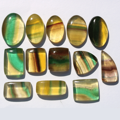 13 Pcs Natural Rainbow Fluorite Top Quality 19mm-28mm Mix Cabochon Gemstones Lot - Picture 1 of 11