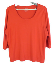 TALBOTS Women Stretch Comfy Cotton Modal Tunic Scoop Neck 3/4 Sleeve Deep Red 1X