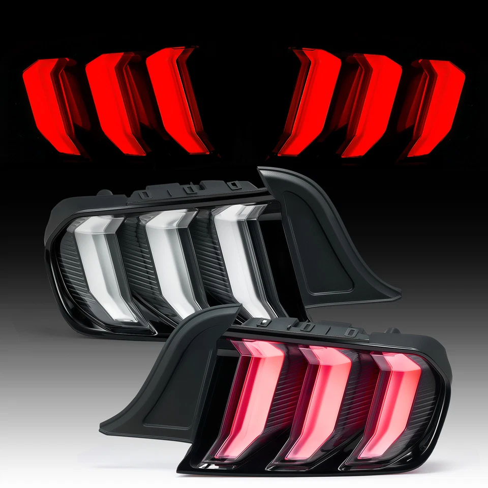 2015-2023 Ford Mustang Euro Clear LED Sequential Tube Tail Lights Brake Lamps - Image 2 of 4