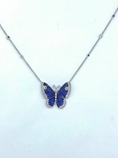 3Ct Round Cut Lab Created Sapphire Butterfly Pendant 14K White Gold Finish