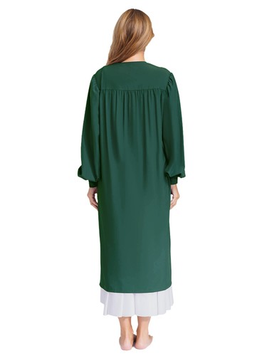Mujeres Bata de Clero Manga Larga Cremallera Frontal Coro de Iglesia Bata Suelta Calce Bautizo Vestido - Imagen 61 de 83