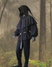 Gothic Mittelalter LARP Hemd + Gugel + Hose Gewand komplettes Outfit M L XL XXL