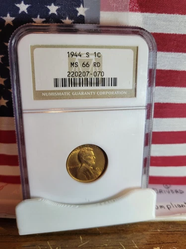 1944-S Lincoln Wheat Cent  ""NGC MS 66 RD""  (Old Style Holder)  **World War 2**