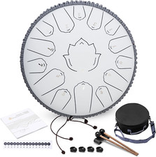Steel Tongue Drum 13 Inch 15 Notes,Hand Drums with C-Key Travel Bag Drumsticks H