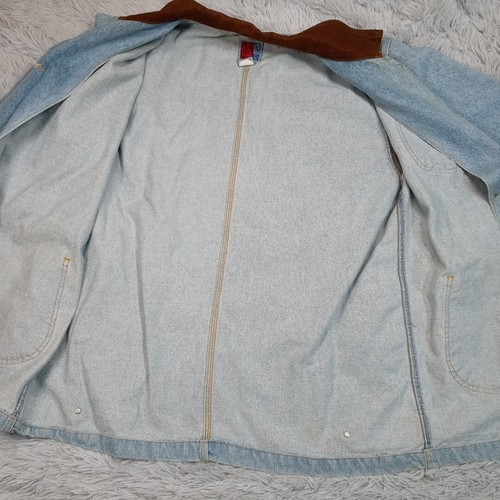 Vintage Sun Belt Jacket Womens L Denim Blue Barn Coat Chore Work Pockets Button - Picture 3 of 15