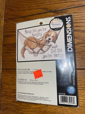 Dimensions ''The Good Life'' Counted Cross Stitch Kit Sleepy Puppy 2007 - New