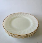 4 Vtg Anchor Hocking Milk Glass Suburbia Golden Shell Fire King Plates 7.25" USA