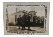 WW2 Era Photo U.S. GI In Front Yard With His Family