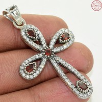 Solid 925 Sterling Silver Garnet Jewelry Pendant 2 Ag781 Solid 925 Sterling Silver Garnet Jewelry Pendant 2 Ag781