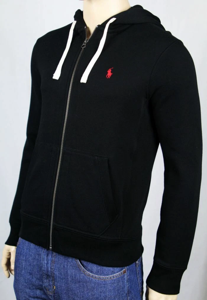 Polo Ralph Lauren Black Hoodie Full Zip Sweatshirt Red Pony NWT