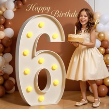 Marquee Numbers 4 Feet Tall 4FT Large Light Up Numbers 6 for 16th 60th Sweet ...