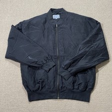 Vintage Silk Bomber Jacket Mens Large Black 90s Featherweight Rave Party Disco