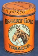 Desert Gold Tobacco Tin 1 lb. - National Tobacco Co., NZ - Horse Graphics