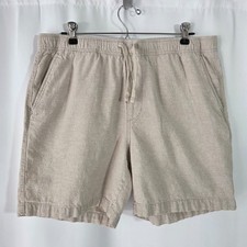 Men SIZE Large 34" waist Linen Blend Old Navy Jogger Tan Drawstring Shorts