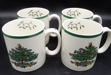 set of 4 Spode Christmas Tree Coffee Mugs S3324-A15 MINT