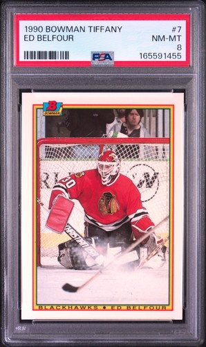 Ed Belfour #7 1990 Bowman Tiffany card