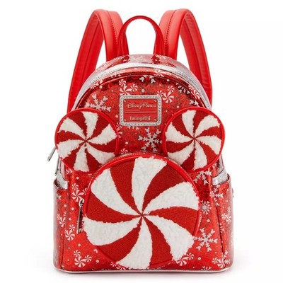 Disney Mickey Mouse Icon Peppermint Swirl Loungefly Mini Backpack NWT