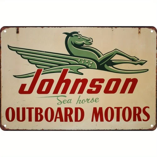Vintage Johnson Outboard Tin Metal Signs Home Décor Nautical 8x12 Inches, Vintag