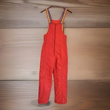 Vintage 1970s/1980s Ski Pants Bibs XS Red Rainbow Straps 28" Inseam Snowboard