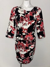 White House Black Market floral sheath dress 3q Drape Neck Sz 10 New With Tags