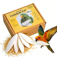 Natural Sun-Dried Cuttlebone for Birds 12 Pack 4-6 Inches Calcium Supplement