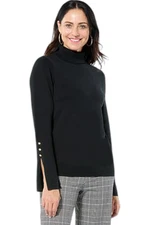IMAN Global Chic Women's Flounce Cuff Turtleneck Sweater Black