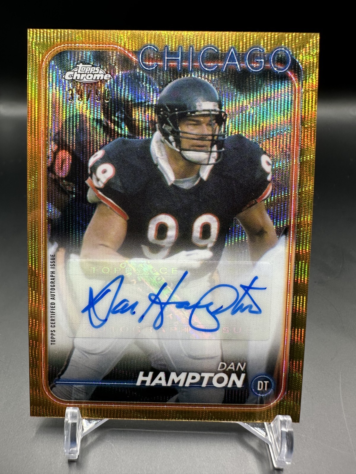 Dan Hampton Bears HOF Auto Gold Wave /50 - 2024 Topps Chrome Football