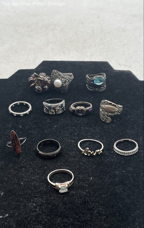 925 Sterling Silver Fine Jewelry Cocktail And Band Rings Lot 61.71 Grams