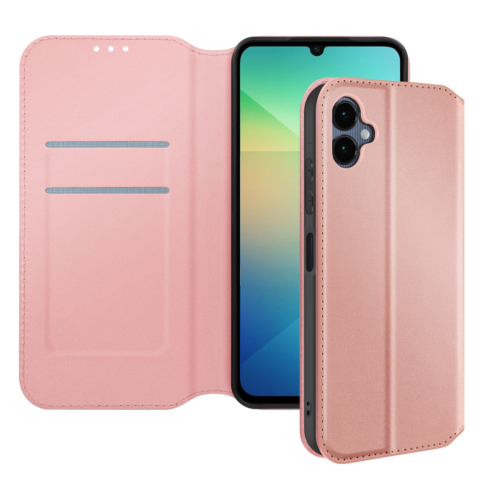Étui Galaxy A06 Avizar Classic en similicuir rose champagne pour protection portable