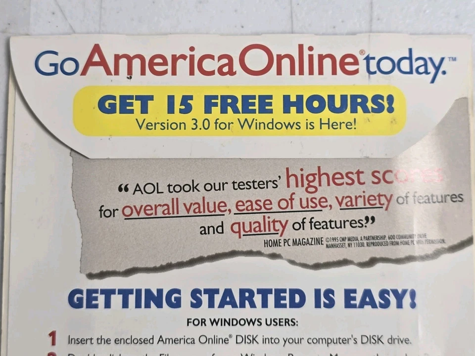 AOL America Online Version 3.0 Floppy Disk Windows Sealed 1996 New Rare - Image 4 of 4