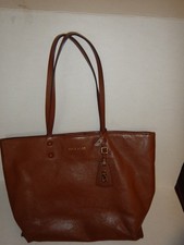 Cole Haan Large Tote Bag Brown Pebbled Leather Double Handle