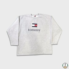 Vintage Tommy Hilfiger Sweatshirt Mens XL Gray Tommy Flag 90s Pullover Crewneck