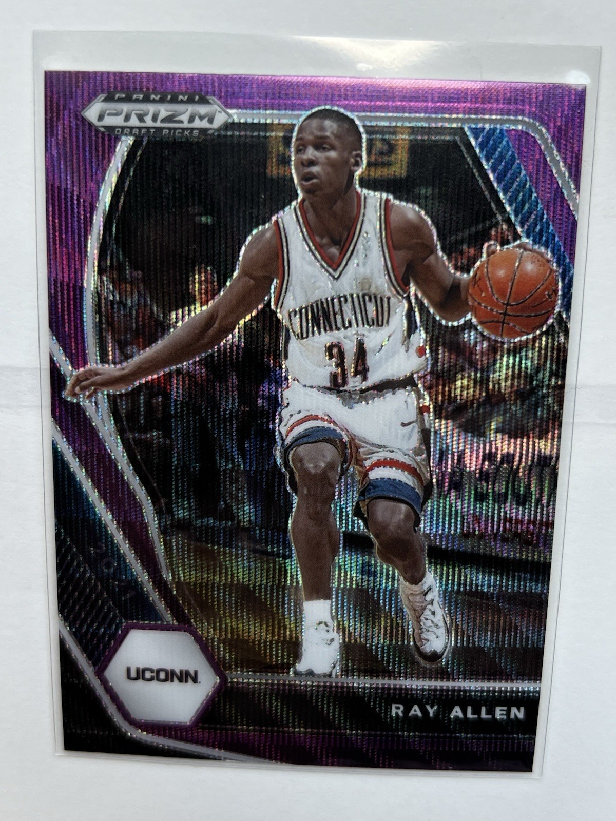 2021 Panini Prizm Draft Picks "Purple Wave" #91 Ray Allen- UConn Huskies