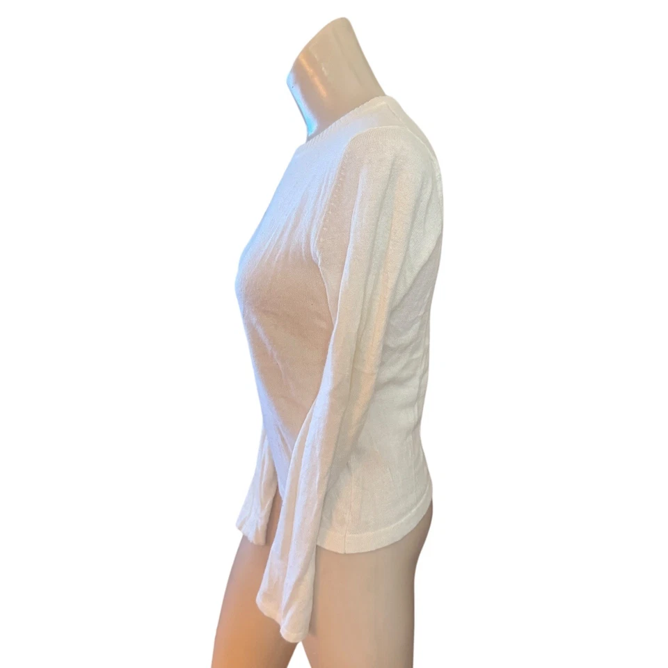 Spenser Jeremy Cream Fitted Ribbed Long Sleeve Sweater, Angora Cotton Blend - Image 3 of 4