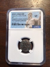 NGC Ch ottime condizioni Sicilia Siracusa 275-215 a.C. Ierone II AE Poseidone Delfino Tridente Moneta
