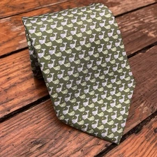 Salvatore Ferragamo Mens Tie Silk Necktie Whales Green Italy